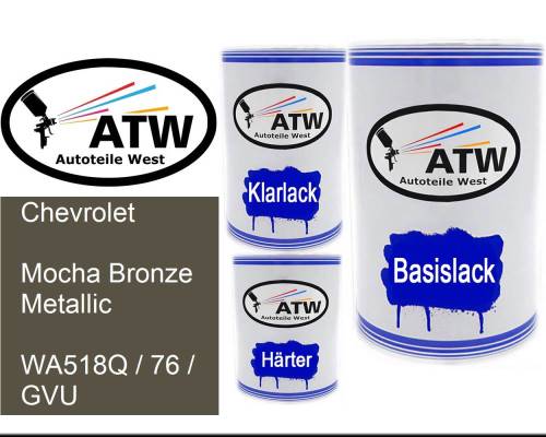 Chevrolet, Mocha Bronze Metallic, WA518Q / 76 / GVU: 500ml Lackdose + 500ml Klarlack + 250ml Härter - Set, von ATW Autoteile West.